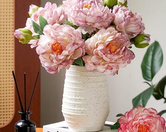 Real Touch Peony Bouquet: White, Pink & Purple Silk Flowers
