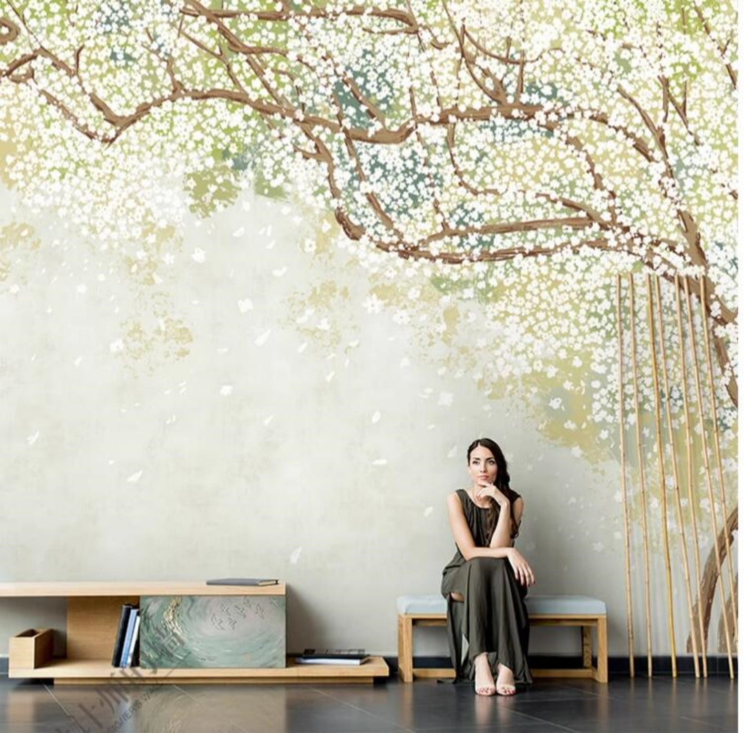 Chinoiserie Cherry Blossom Tree Wallpaper Mural: Peel & Stick Sakura ...