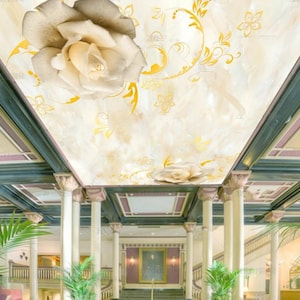 Marble Flower Ceiling Wallpaper Wall Mural Hotel Restaurant Living Room