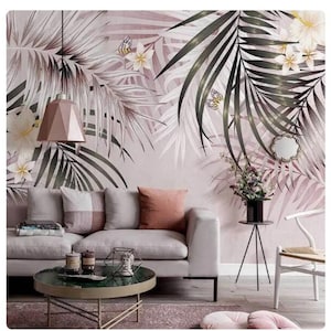 Tropical Banana Leaf Wallpaper Mural: Retro Palm Tree Home Decor