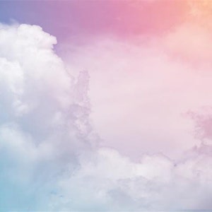 Abstract Handpainted Colorful Rainbow Clouds Wallpaper, Colorful Pink, YWhite and Blue Creative Clouds Wall Murals Wall Decor