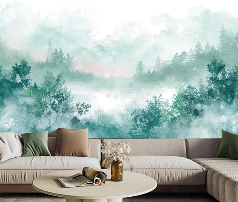 Cartoon Blue Mountains Kids' Babies' Children's Room Nursery Wallpaper Wall Mural Home Decor C