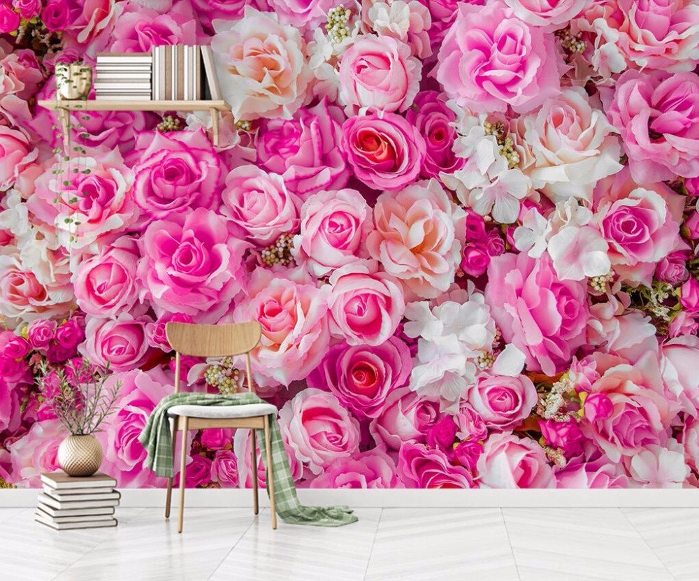 Pink Small Flowers Wallpaper Pink Rose Modern Pink Roses - Etsy Pink Small Flowers Wallpaper Pink Rose Modern Pink Roses - Etsy