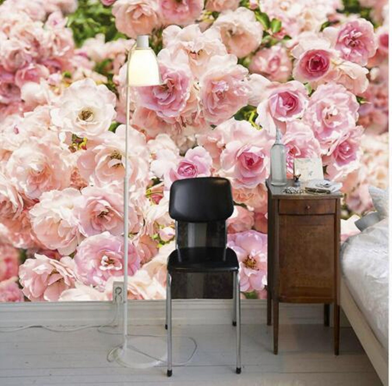 Pink Rose Flower Wall Mural: Romantic Floral Wallpaper - Etsy