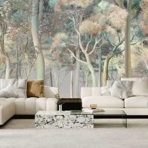 Abstract Dream Forest Wallpaper Mural: Peel and Stick Home Decor