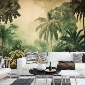 Tropical Rainforest Wallpaper Mural: Peel and Stick Jungle Wall Decor