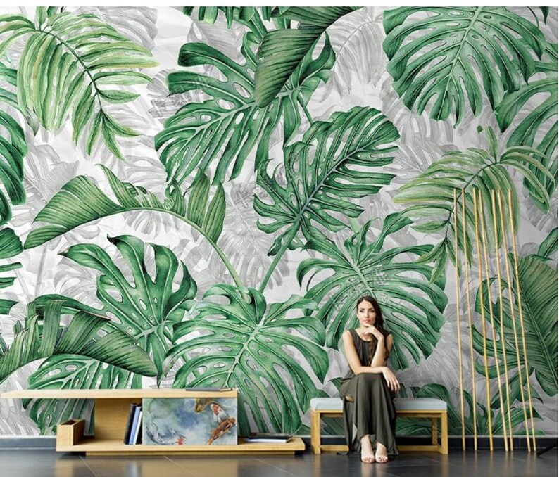 Banana Leaf Wallpaper Wall Murals Wall Decor Etsy