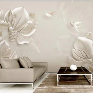 3D Magnolia Flower Wall Mural: Peel and Stick Wallpaper