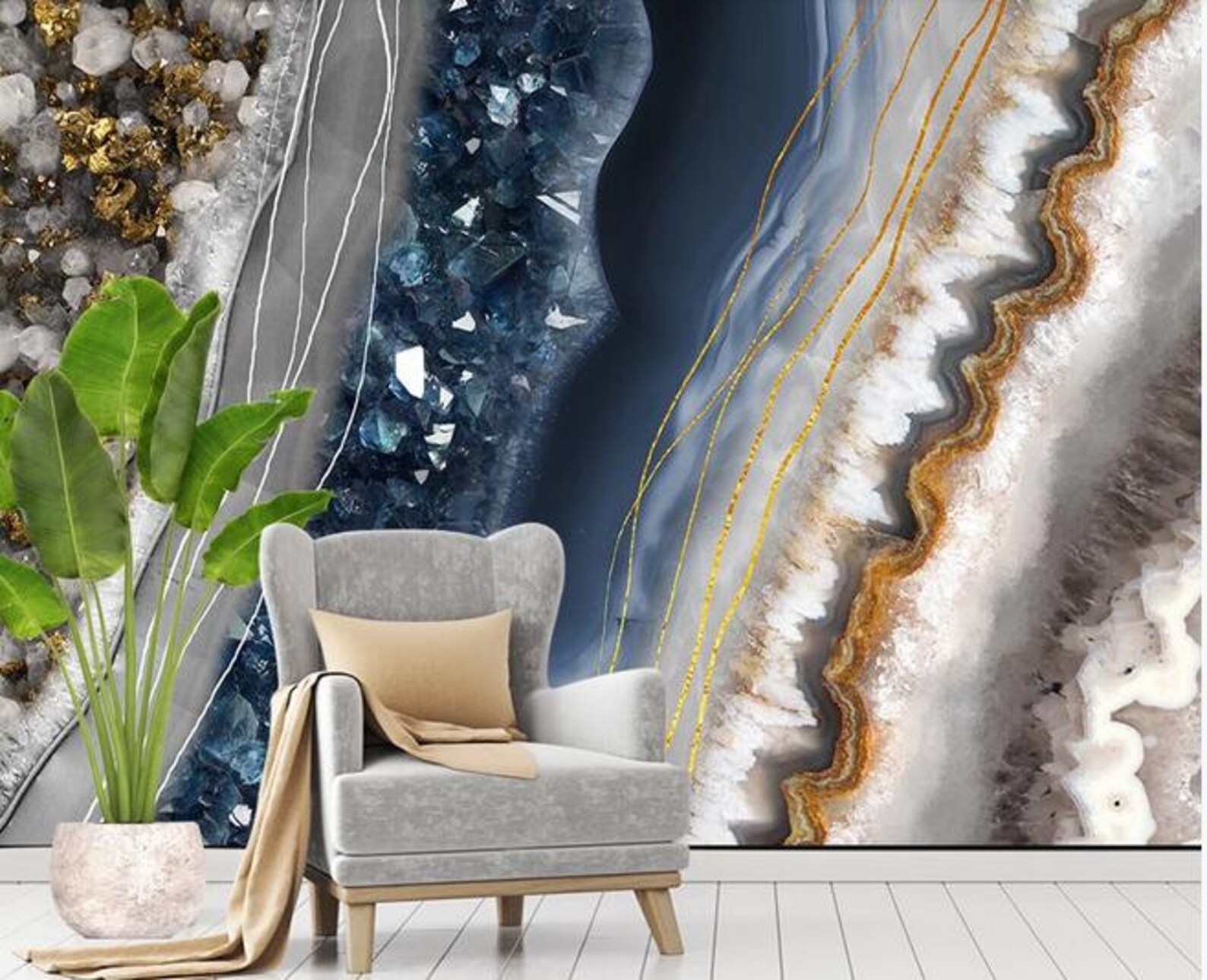 Custom Wallpaper Stereo Marble Agate Murals Living Room TV Sofa ...
