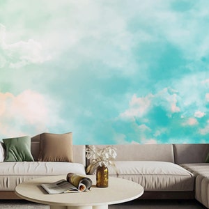 Blue Sky Cloudscape Wallpaper Mural: Peel & Stick Home Decor