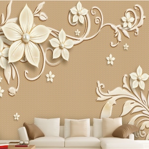 3D Jewelry Flower Wallpaper Wall Mural Wall Decor