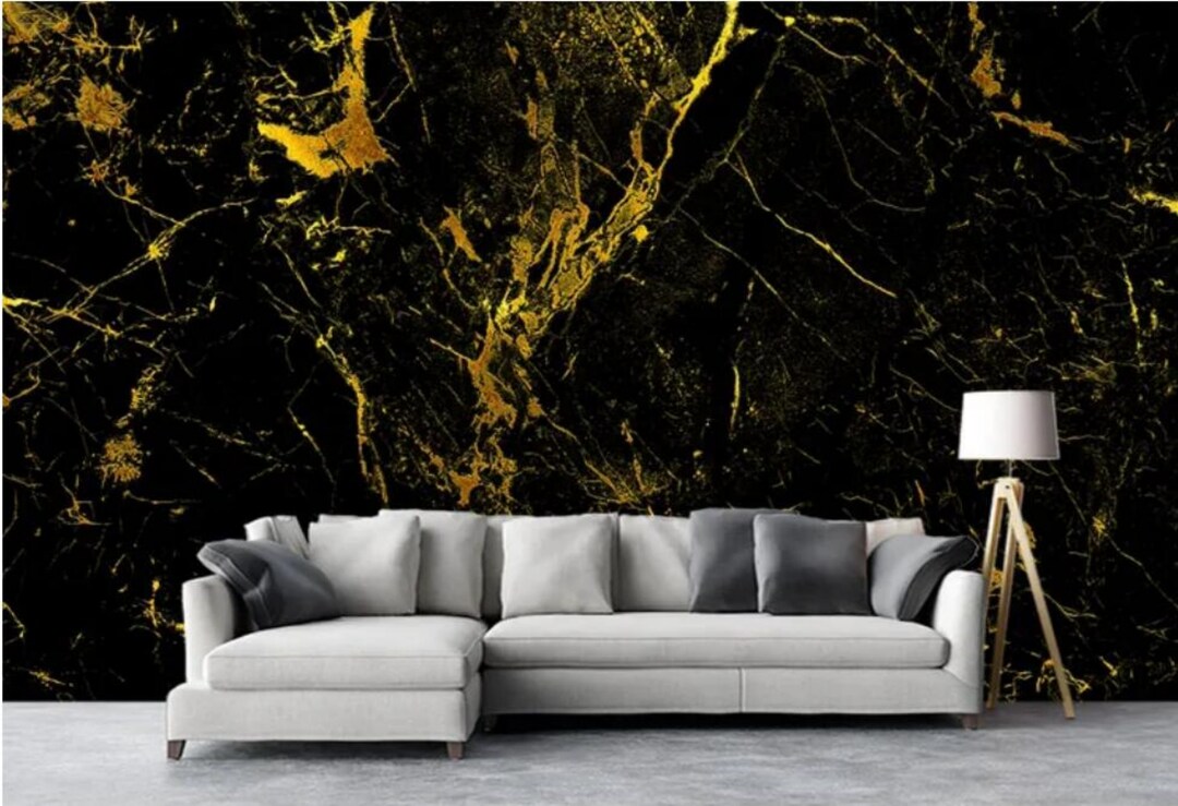 Luxurious and Calm Gold Foil Black Gold Jazz Wallpaper Wall Mural Wall Decor for Living Room ...