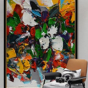 Handmade Abstract Textured Oil Painting: Colorful Wall Art (No Frame)