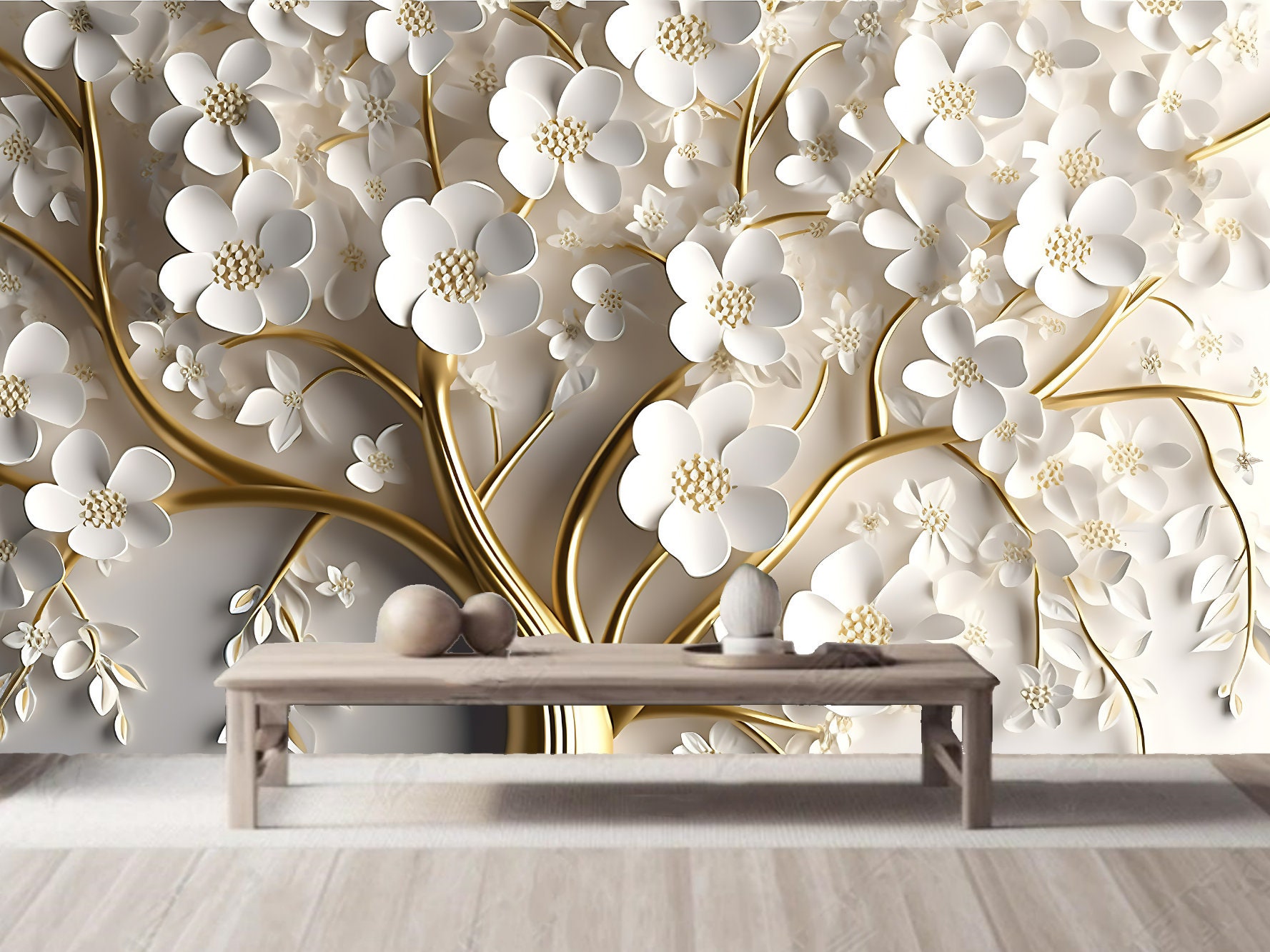 Papier Peint Mural Adhésif 3D – Méduse Dorée I9484 – Amovible – Erin