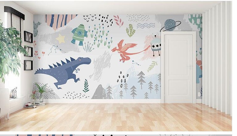 Cartoon Dinosaur Nursery Wallpaper Mural: Peel and Stick image 3