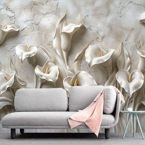 3D Calla Lily Wallpaper Wall Mural Home Decor for Living Room Bedroom or Dinning Room