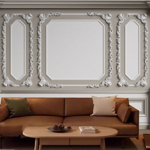 3D European Style Relief Plaster Moulding Wallpaper Wall Mural Home Decor for Living Room Dinning Room Bedroom