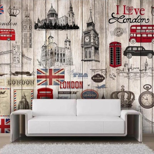 London Wall Mural Etsy