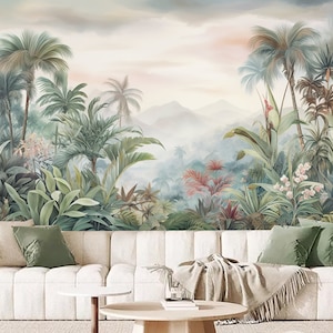 Tropical Rainforest Wallpaper Mural: Peel and Stick Jungle Landscape