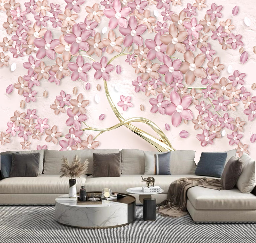 3D Flower Tree Wallpaper Wall Mural Home Decor for Living or Dinning ...