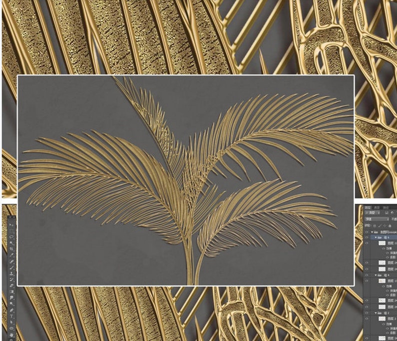 Luxury Gold Banana Leaf Wallpaper 3D Huge Banana Leaf Wall Etsy