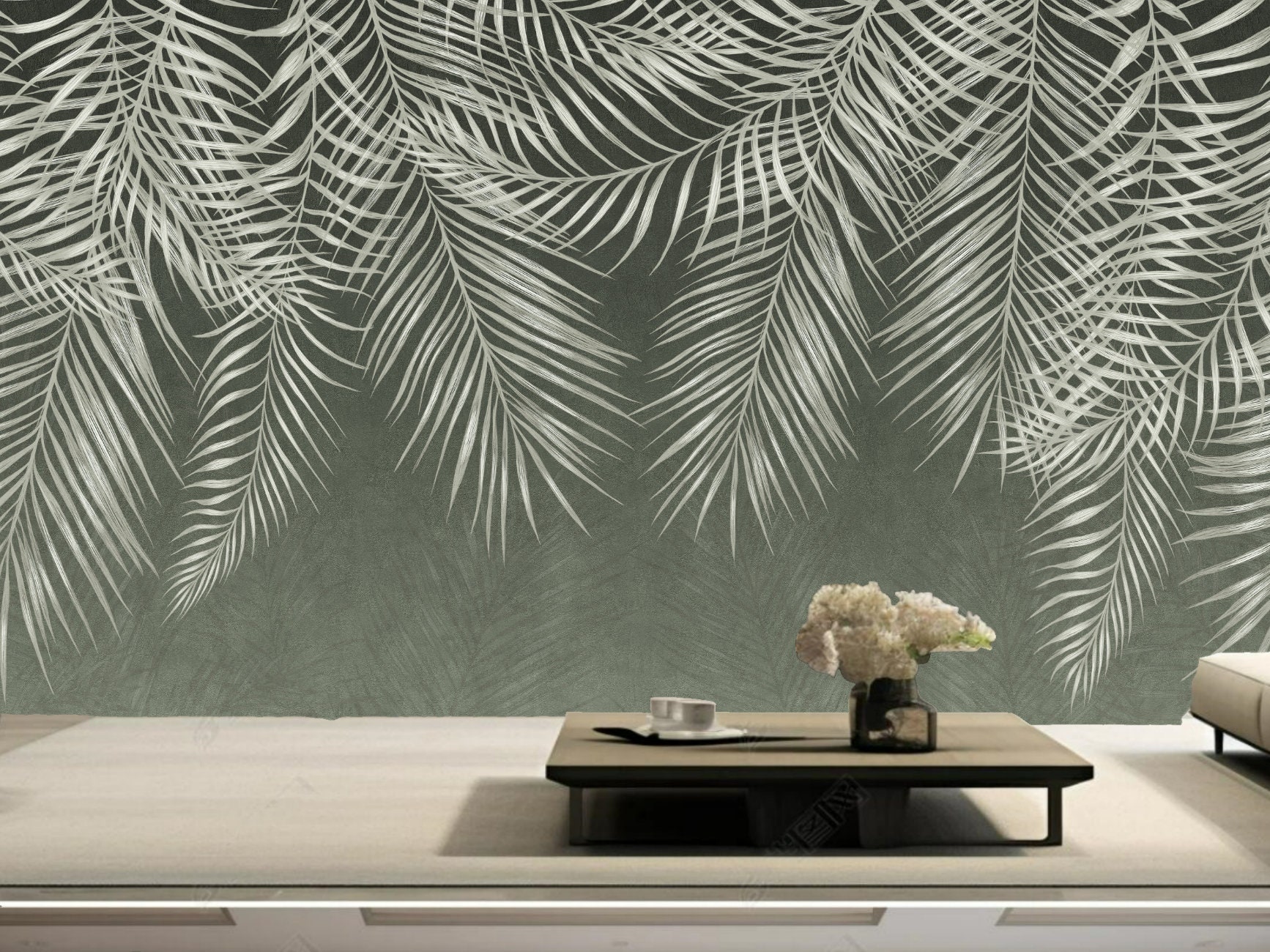 Palm Leaf Wallpaper Mural: Tropical Plant Home Decor - Etsy