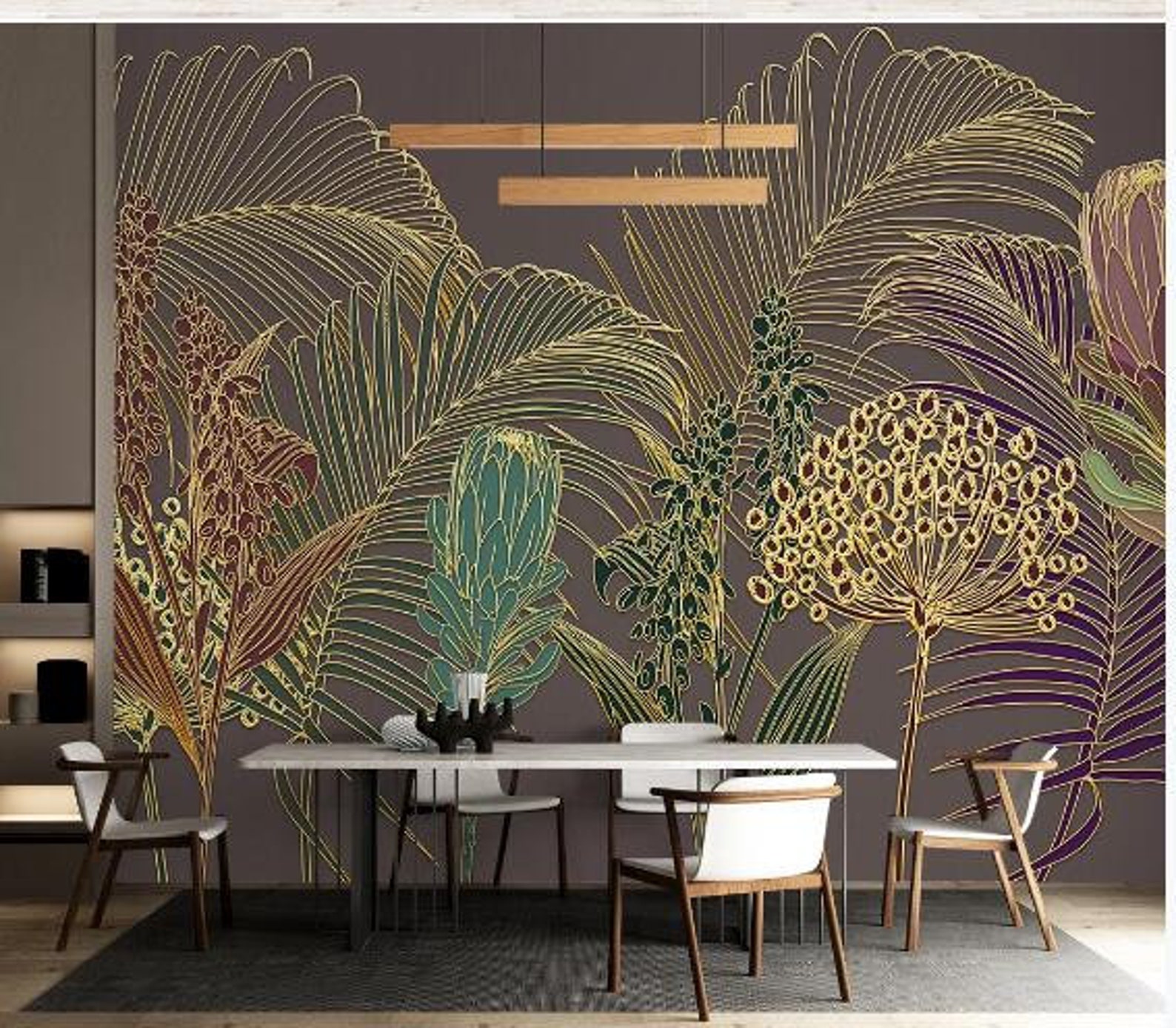 Luxury Hand Painted Tropical Palm Leaves Wallpaper Wall Mural - Etsy