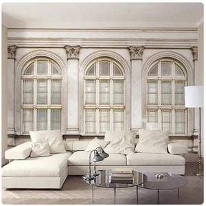 Retro Nostalgia 3D  European Style Window Decoration Wallpaper Wall Mural Home Decor for Living Room Bedroom Dinning Room