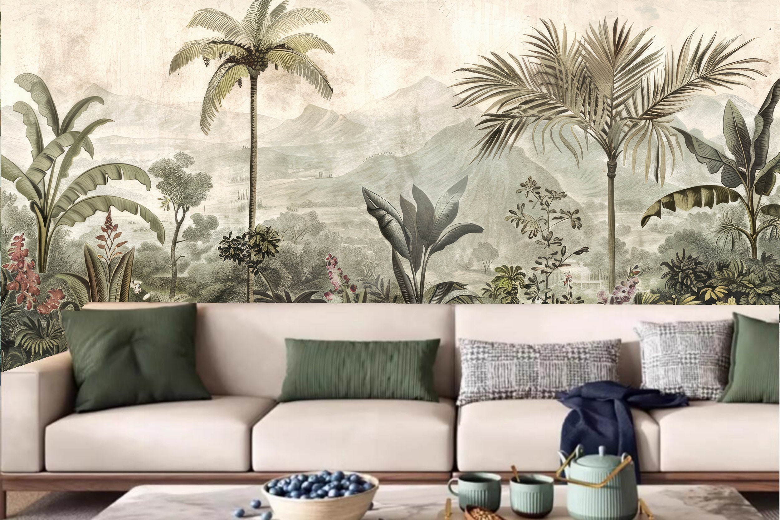 Tropical Rainforest Wallpaper Mural: Peel and Stick Jungle Wall Decor ...
