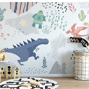 Cartoon Dinosaur Nursery Wallpaper Mural: Peel and Stick image 2