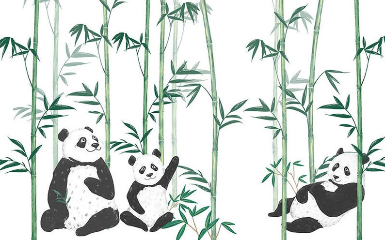 Рисунок панды карандашом с бамбуком