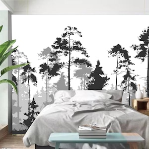 Abstract Pine Trees Forest Wallpaper Wall Mural Home Decor