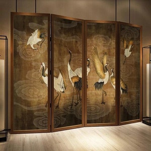 Classic Cranes Wallpaper, Clouds and Cranes Wallpaper Wall Decor, Living or Dinning Room Wall Decor