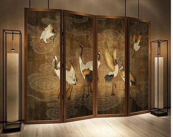 Classic Cranes Wallpaper, Clouds and Cranes Wallpaper Wall Decor, Living or Dinning Room Wall Decor
