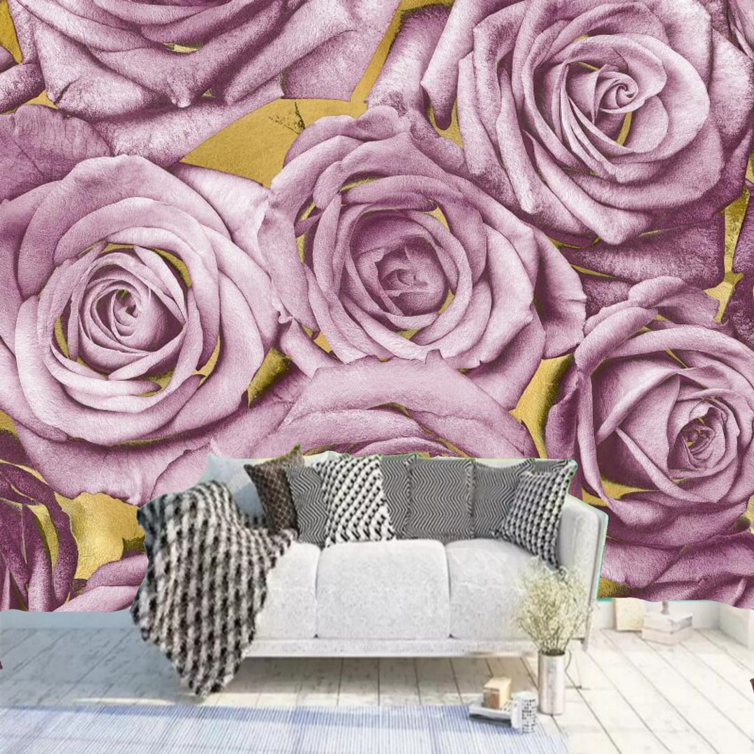 Pink Big Rose Flowers Floral Wallpaper Wall Mural Home Decor - Etsy