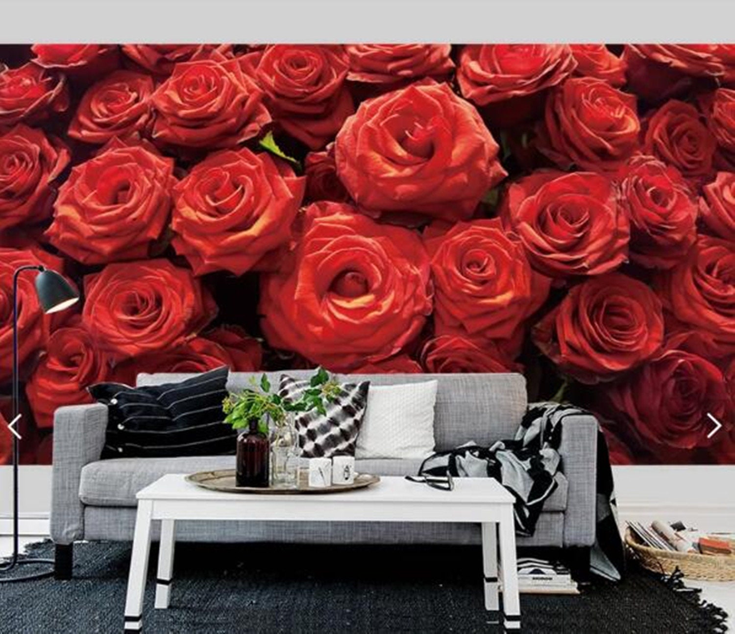 Vintage Red Rose Wallpaper Wall Murals Wall Decals Hand - Etsy