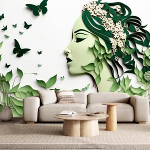 3D Beauty Woman Wallpaper Wall Mural for Living Room Dinning Room Bedroom