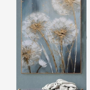 100% Handmade Oil Painting, Dandelion Oil Painting, Handmade Dandelion Wall Art Picture Living Room Bedroom Decor (No Frame)