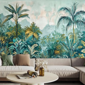 Tropical Rainforest Wallpaper Mural: Peel and Stick Jungle Wall Decor