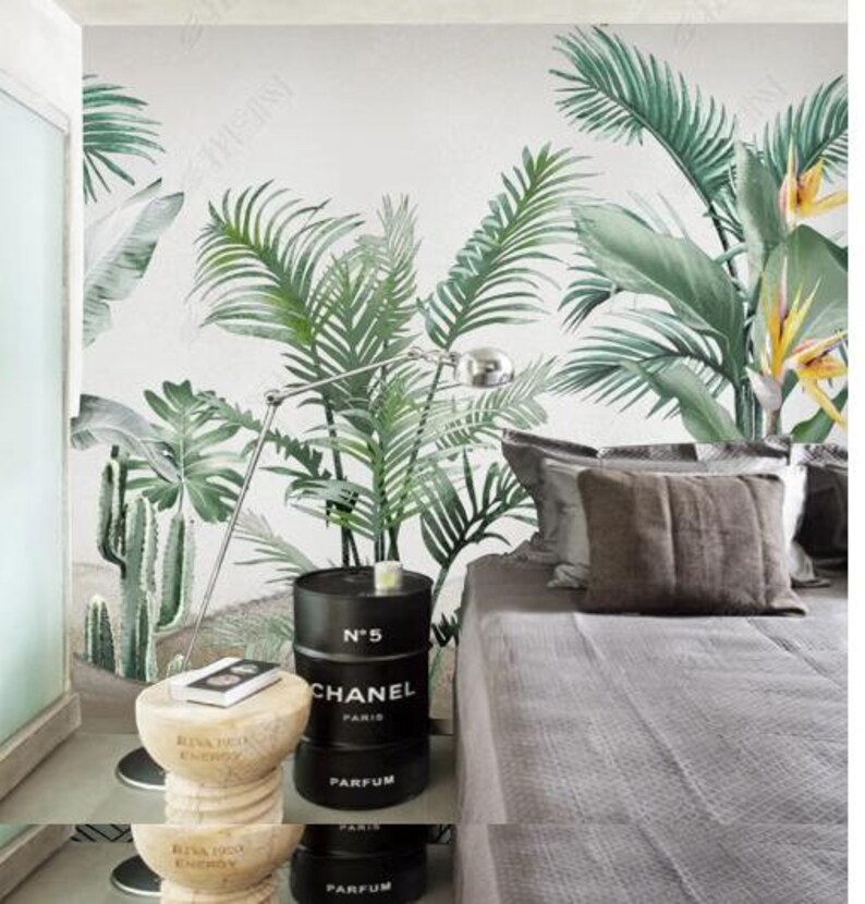 Tropical Banana Leaf Wallpaper Mural: Green Plants, Peel and Stick - Etsy