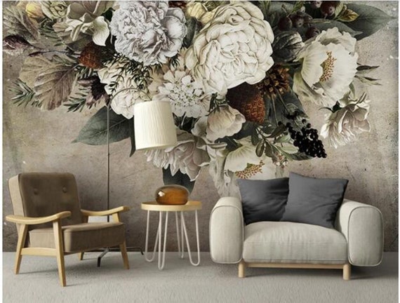 Custom Wall Mural Wallpaper European Retro Style Hand Painted - Etsy Custom Wall Mural Wallpaper European Retro Style Hand Painted - Etsy