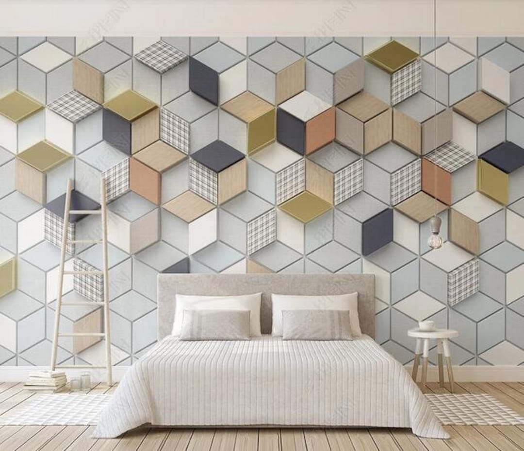 3D Stereo Hexagonal Geometric Mural Wallpaper Modern Simple Creative Art  Wall Painting Living Room TV Background Wall Decor 