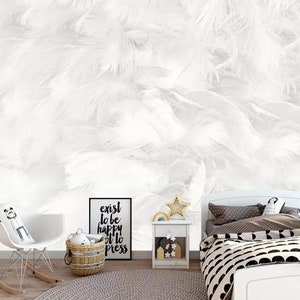 Custom Wallpaper Photo Mural Modern Minimalist Abstract Pure White Feather Wall Murals