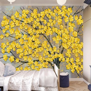 Gold Yellow Huge Tree Kids Babies Children&#39; Room Nursery Wallpaper Wall Mural