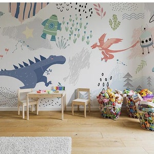 Cartoon Dinosaur Nursery Wallpaper Mural: Peel and Stick image 5