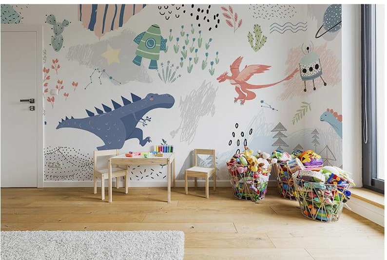 Cartoon Dinosaur Nursery Wallpaper Mural: Peel and Stick image 5