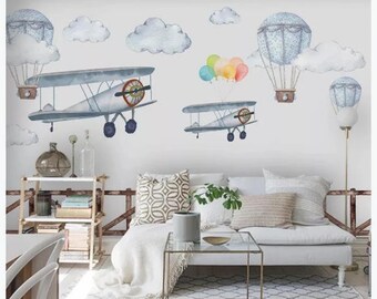 YIMEHDAN Set Di 6 Stampe Su Tela Con Aerei Ad Acquerello | Quadri Colorati Per Cameretta Bambini E Sala Giochi | Dimensioni 20x25 Cm (8x10 Pollici) | Decorazione Parete