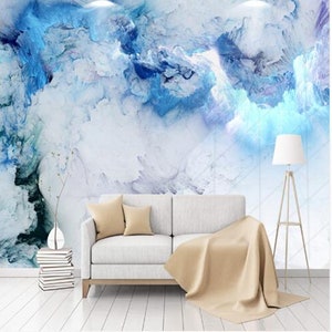 Custom Any Size Mural Blue Cloud Wallpaper Living Room Background Wall Decoration Waterproof Photo Papel De Parede