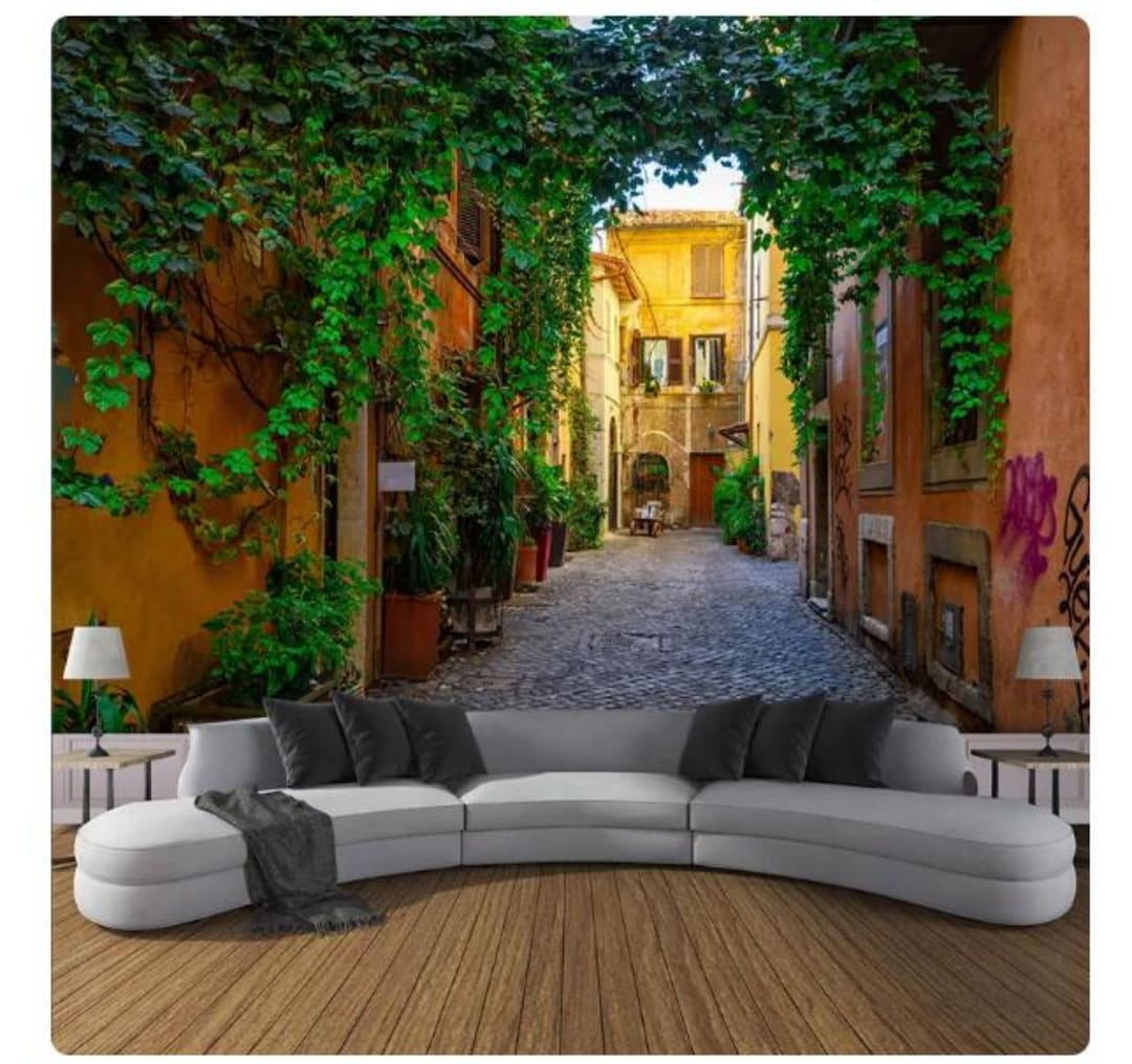 Picture of City Street Town Landscape Wallpaper Wall Mural for Living Room Bedroom ...