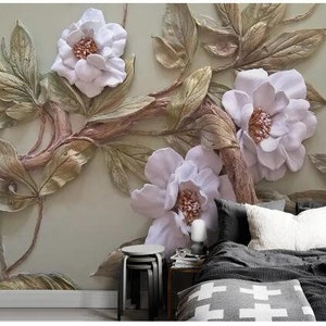 Customize Any Size 3D Wallpaper Mural Stereoscopic Relief Flower Tree Living Room Bedroom TV Background Wall Decoration Mural